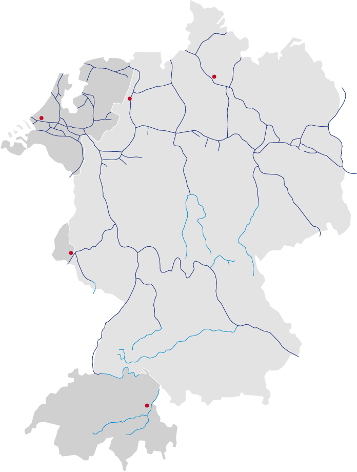 Karte mit Flussstraßen